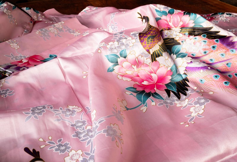 CCcollections Kimono robe long 16 colors PREMIUM Peacock bridesmaid bridal shower womens gift (Pink Baby) - Image 3